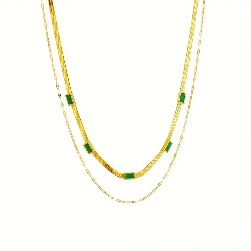 Dubbele lagen gouden ketting met elegant ontwerp