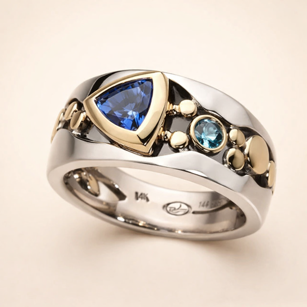 Vintage blauwe zirkonia boho-ring