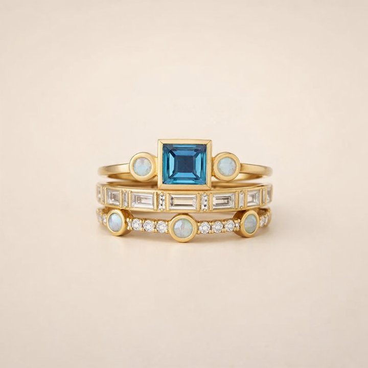 Ocean - Vintage blauwe kristallisatie set