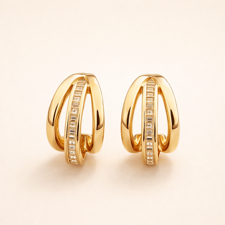 Drievoudige gouden ring oorbellen