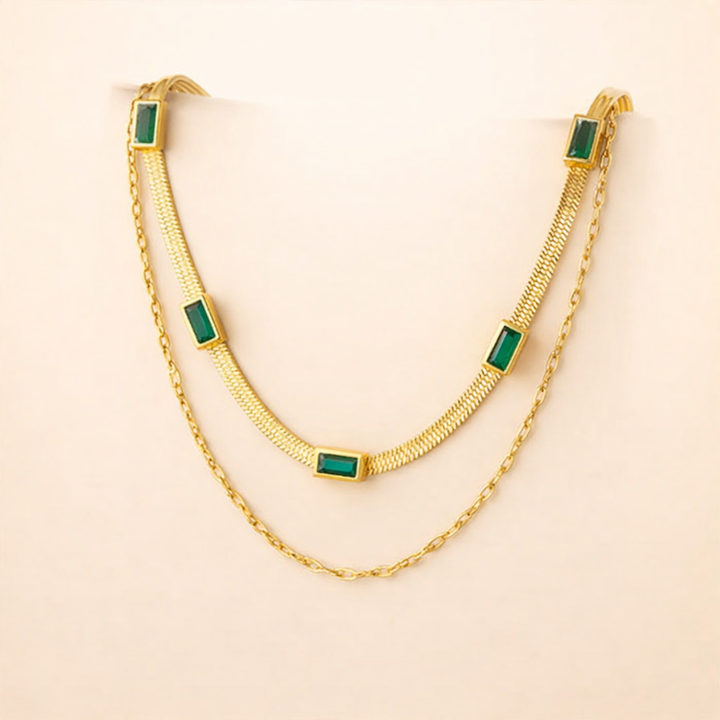 Dubbele lagen gouden ketting met elegant ontwerp