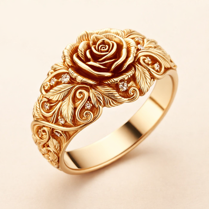 Roze gouden bloesemring met delicate details
