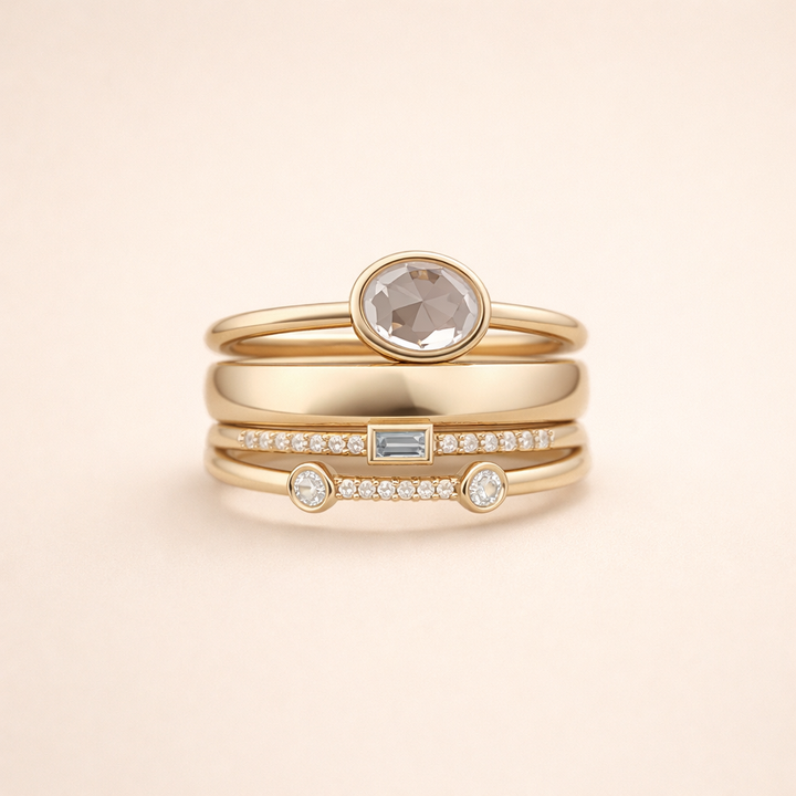 Elegante gouden ring met zirkonia in vintage stijl