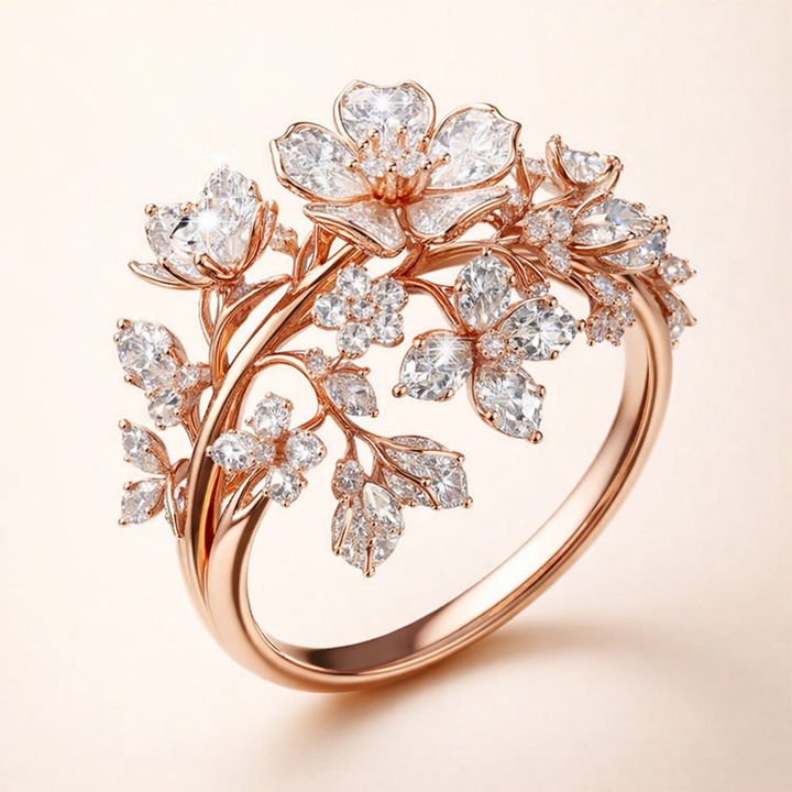 Zachte Roze Gouden Bloem Ring