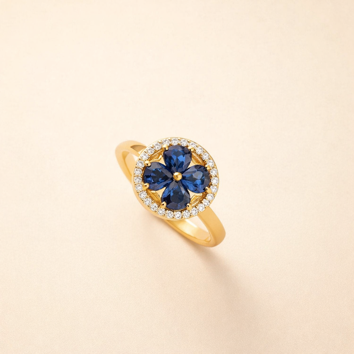 Elegante gouden ring met saffier hartje
