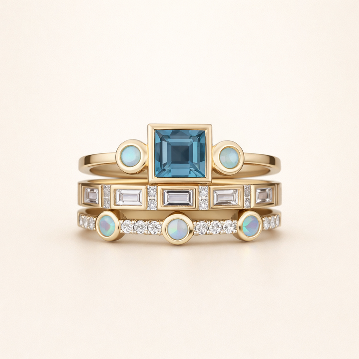 Zachte blauwe zirkonia ring met verfijnde afwerking