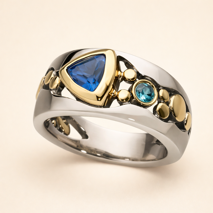 Elegante ring met blauwe zirkonia