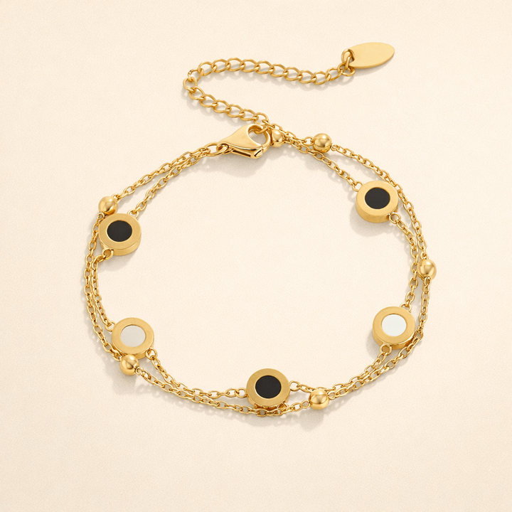 Elegante onyx en witte steen armband