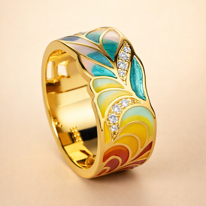 Elegante bloemenring in vintage goud
