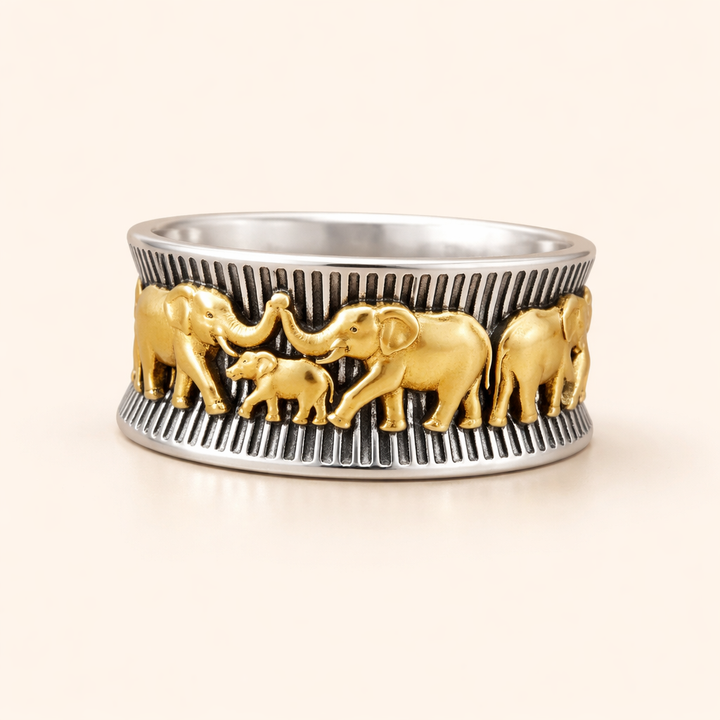 Elegante gouden ring met olifantmotief