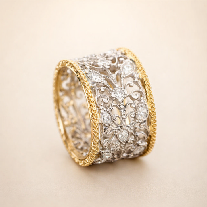 Elegante zirkonia klimop ring in vintage stijl