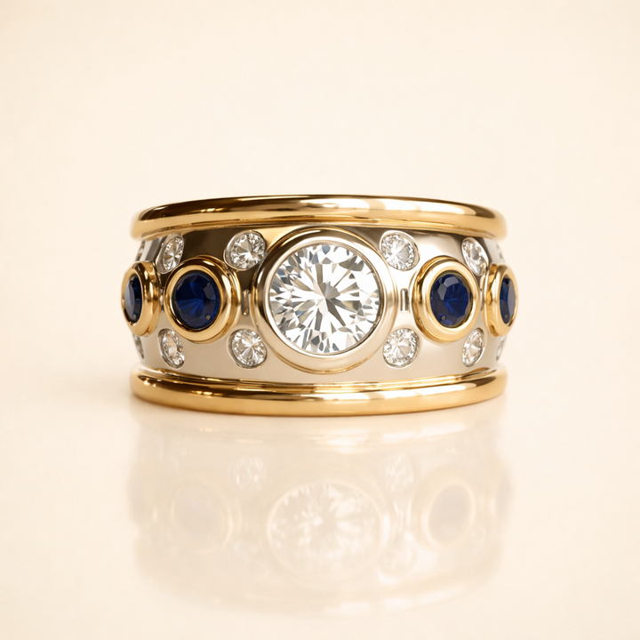Elegante ring met gouden inleg en zirkonia-steentjes