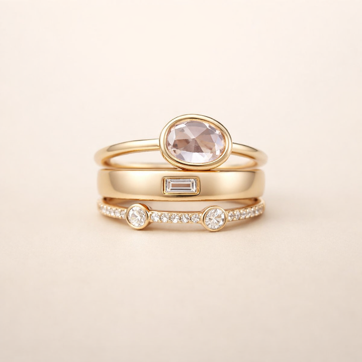 Elegante gouden ring met zirkonia in vintage stijl