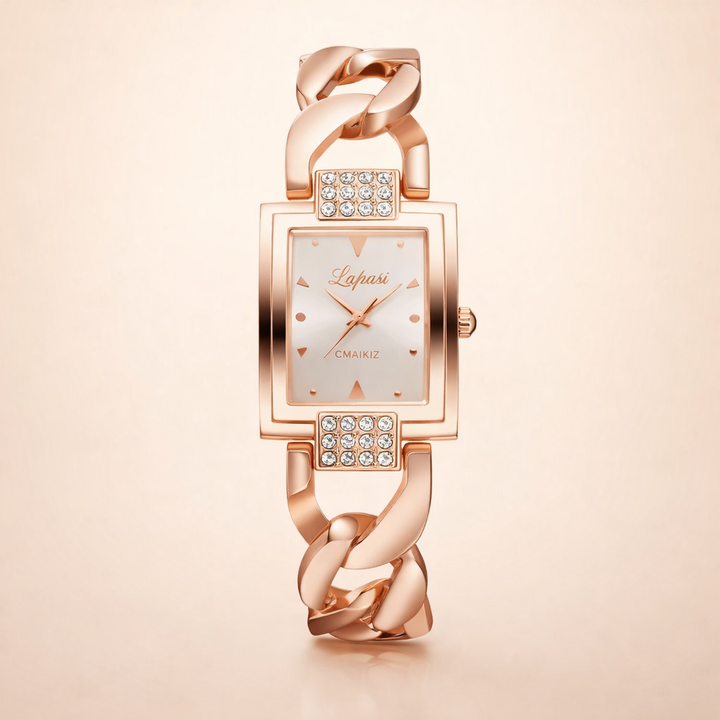 Elegante zilveren horloge met subtiele parel