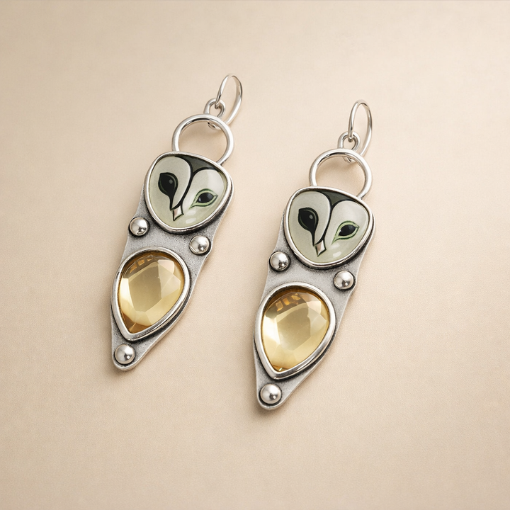 Boho Uil Dangle Oorbellen - Nikkelvrij voor Gevoelige Oren