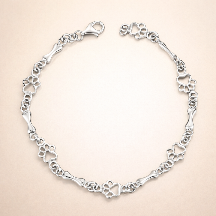 Beperkte Editie Pure Zilveren Hondenpoot en Bot Bedels Armband