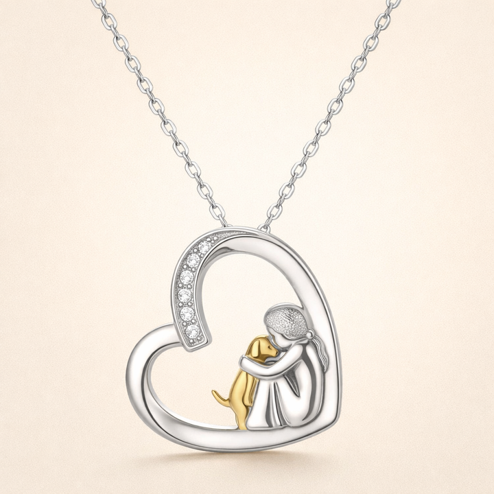 Sterling Zilveren Ketting – Hart & Hond Ontwerp met Zirkonia