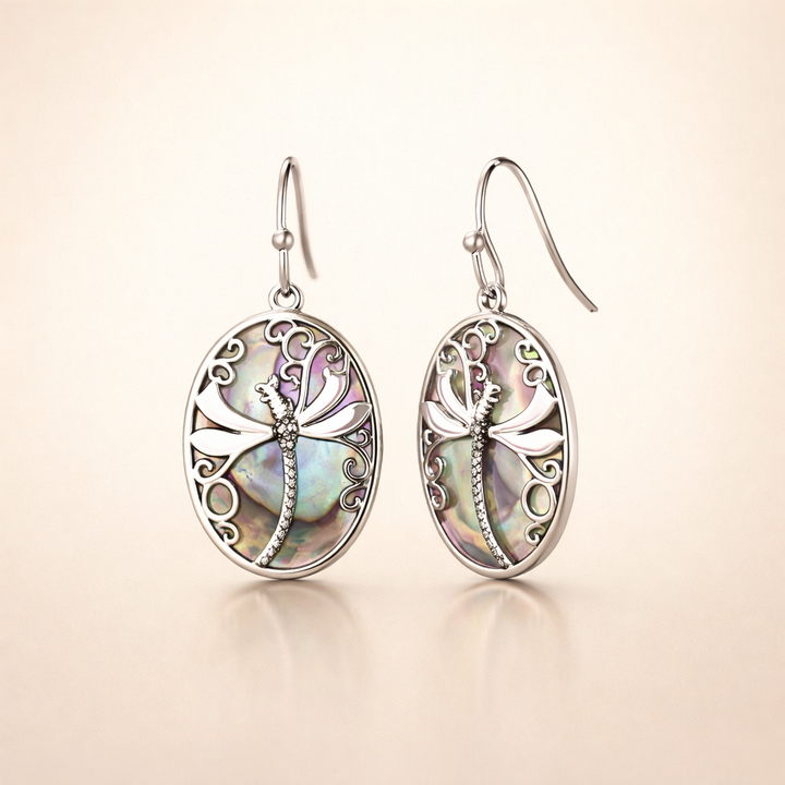Abalone Schelp Libelle Oorbellen – Symbool van Vernieuwing & Gratie