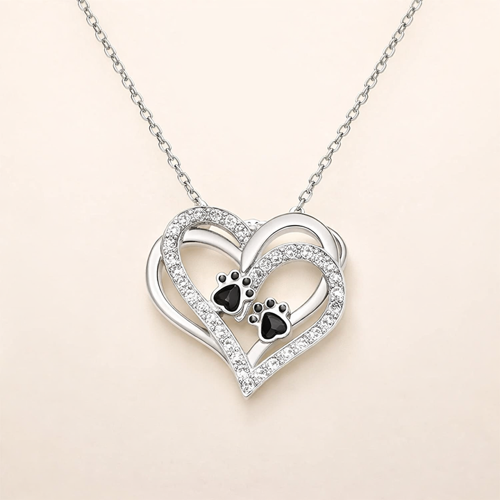 Hondenpoot Hart Ketting met Zirkonia