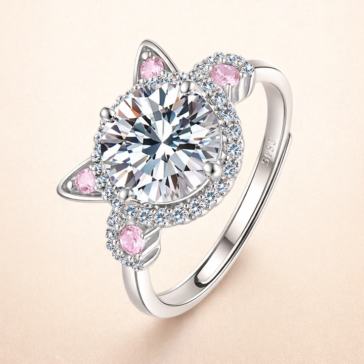 Verstelbare Kattenoren Ring met Zirconia