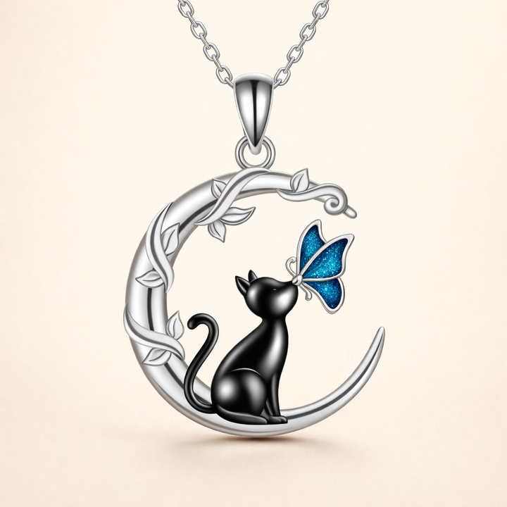 Maan Kat Vlinder Kristallen Hanger Ketting