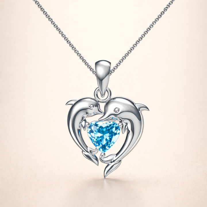 Dolfijn Liefde Blauwe Hart Ketting