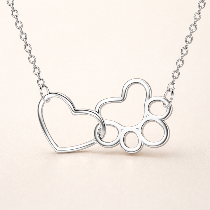 Sterling Zilveren Pootafdruk Ketting – Hart Kristal Hanger