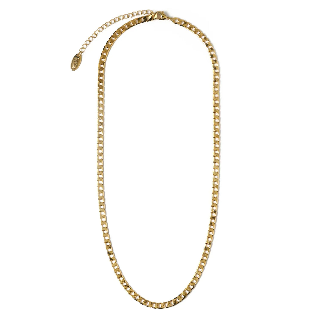 Elegante platte schakel ketting in wit goud
