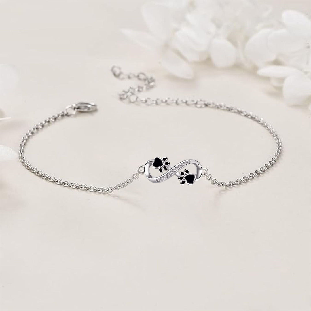 Oneindig Symbool Hanger Huisdier Poot Armband met Zirconia