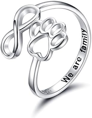 Handgemaakte Poot & Hart Ring – Verstelbaar Sterling Zilver