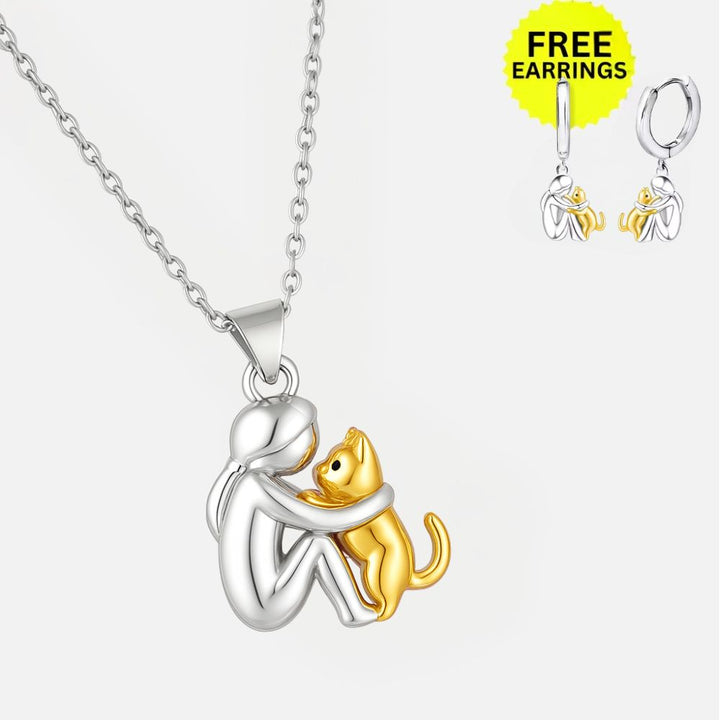 Kat Knuffel Hanger Ketting met Bonus Oorbellen – Beperkte Tijd Aanbieding
