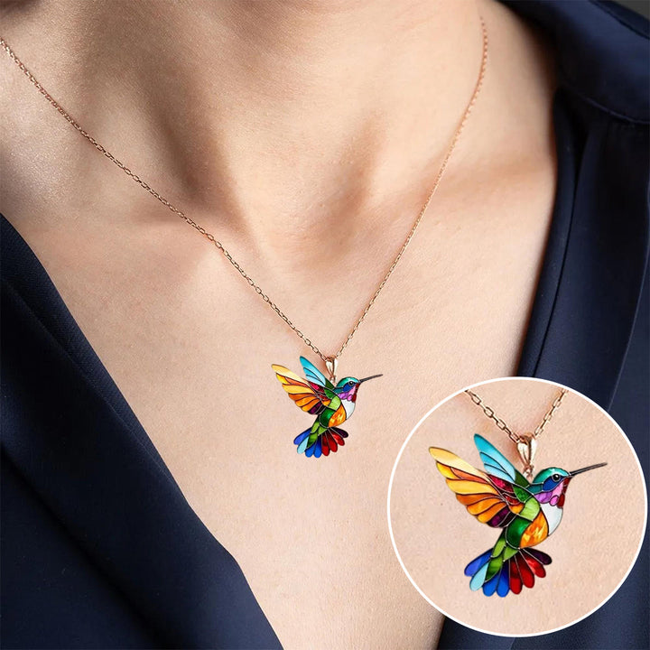 Elegante zilveren ketting met kolibrie-design