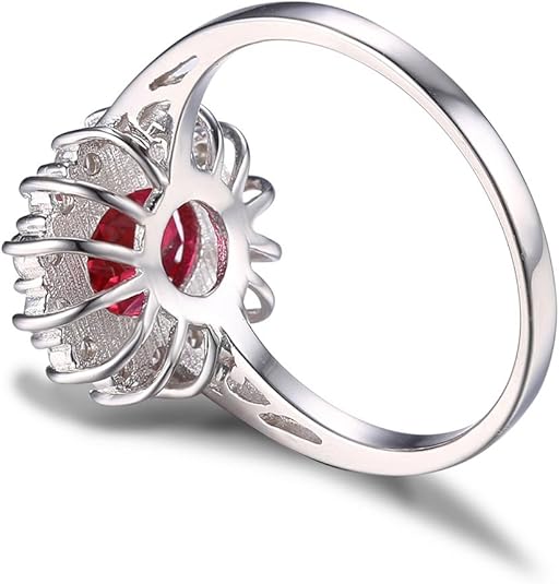 Elegante ring van wit goud met robijn halo