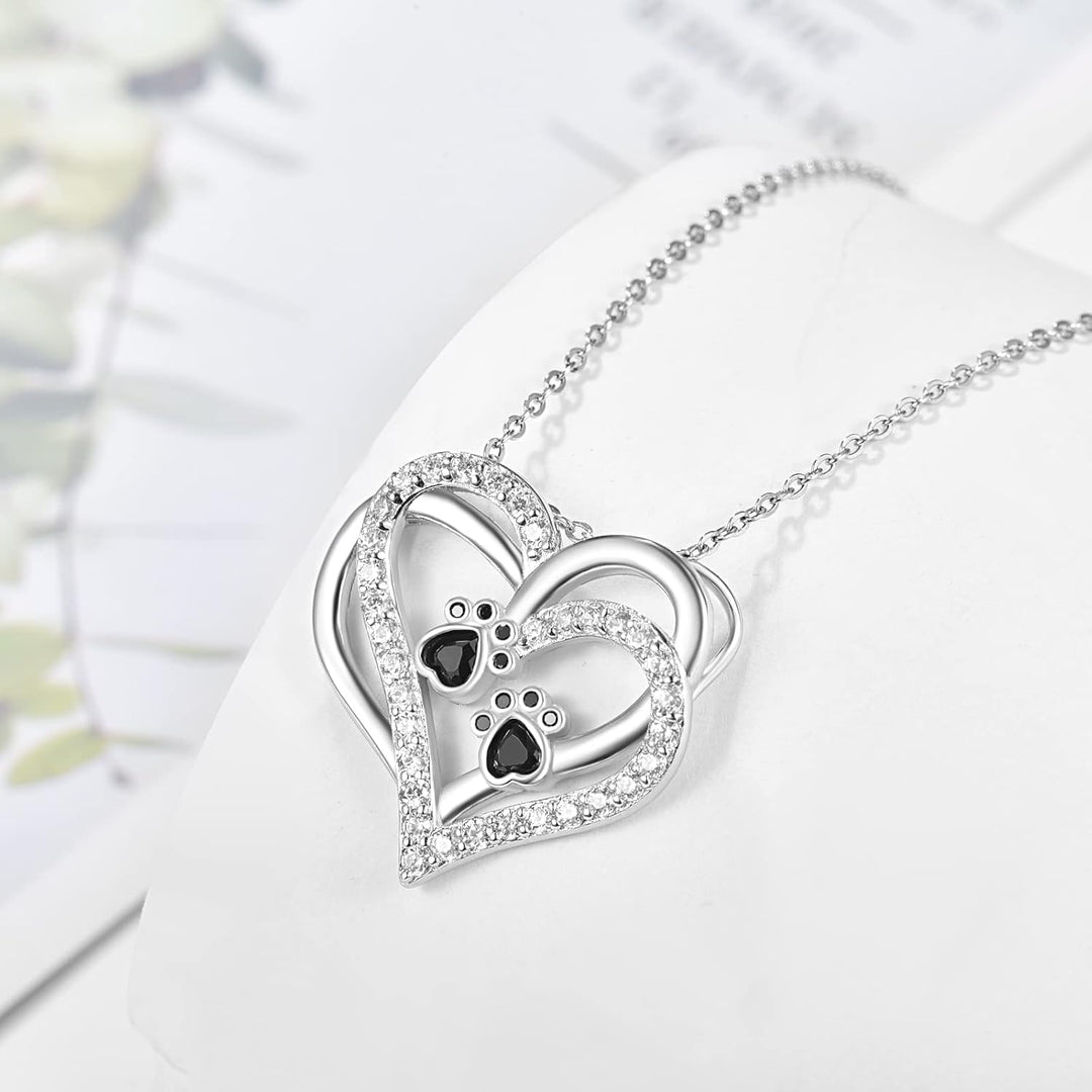 Hondenpoot Hart Ketting met Zirkonia