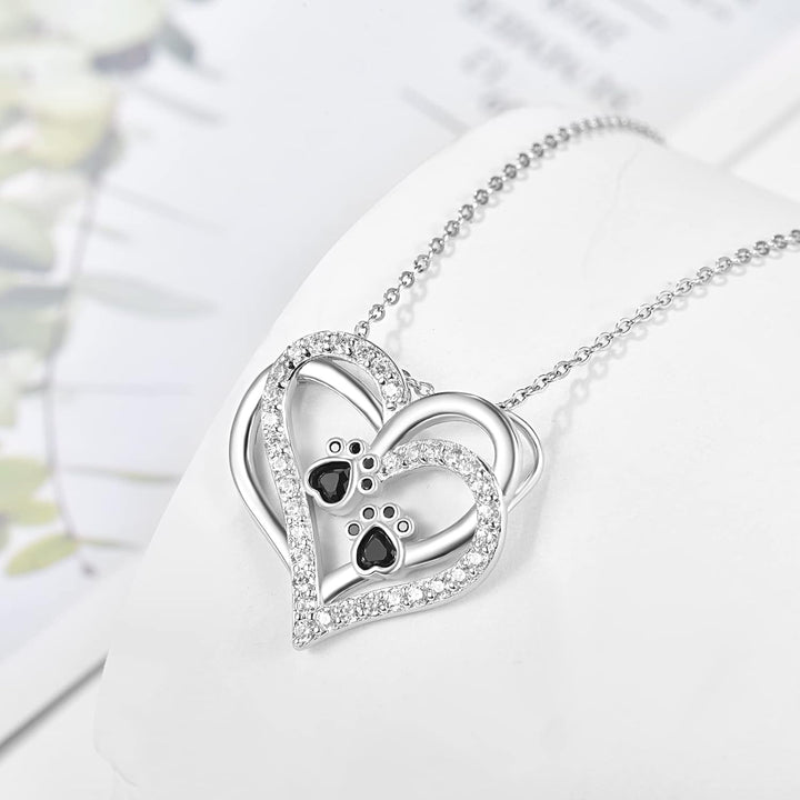 Hondenpoot Hart Ketting met Zirkonia