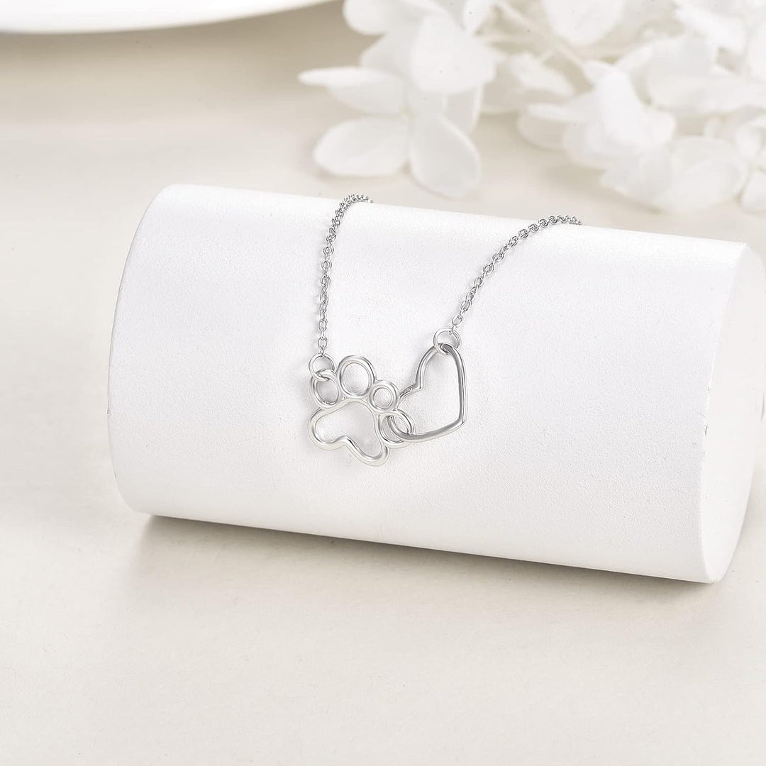 Sterling Zilveren Pootafdruk Ketting – Hart Kristal Hanger