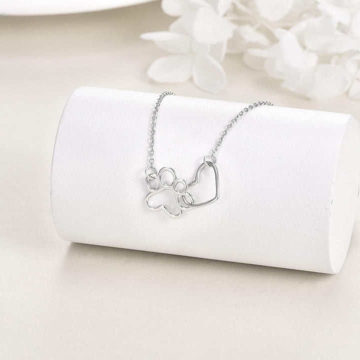 Sterling Zilveren Pootafdruk Ketting – Hart Kristal Hanger