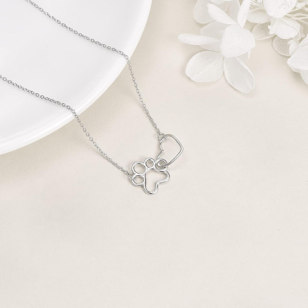 Sterling Zilveren Pootafdruk Ketting – Hart Kristal Hanger