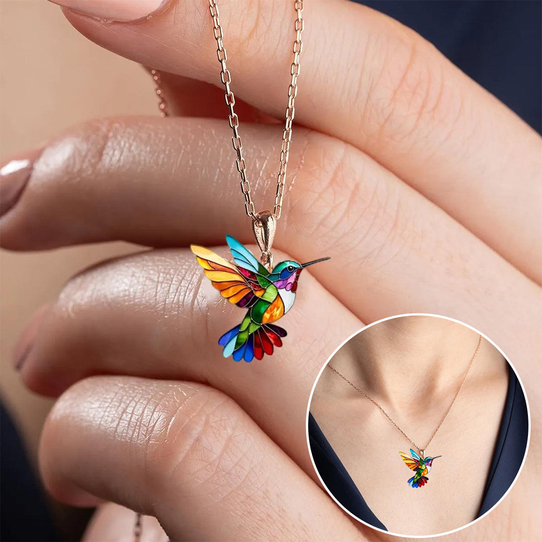 Elegante zilveren ketting met kolibrie-design
