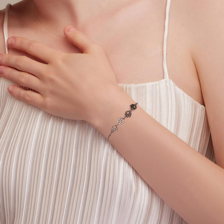 Sterling Zilveren Pootafdruk Armband – Verstelbare Pasvorm