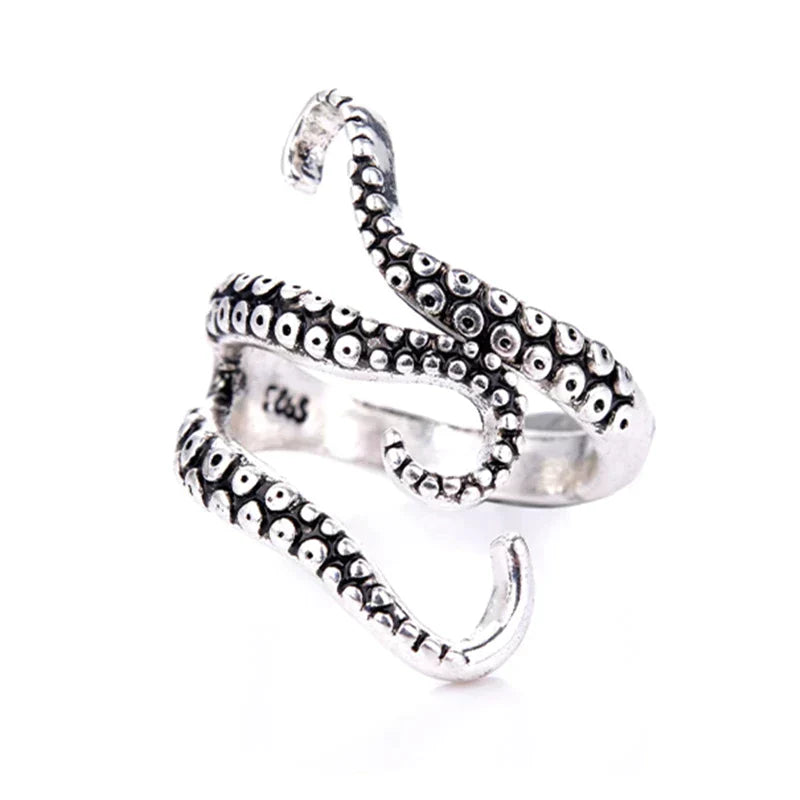 Elegante zilveren ring met verfijnde tentakels