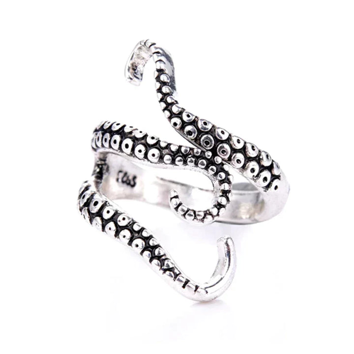 Elegante zilveren ring met verfijnde tentakels