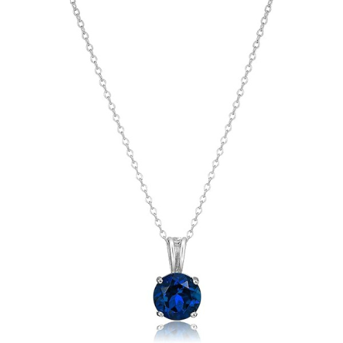 Elegante witgouden ketting met ronde geslepen saffier