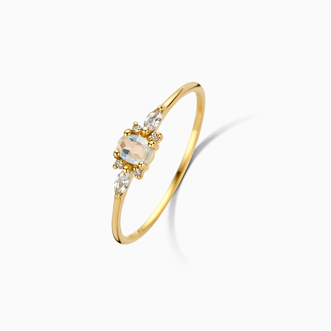 Gouden opaal ring met diamant