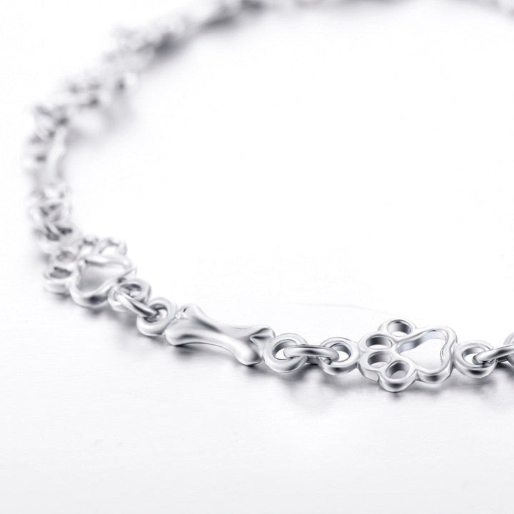 Beperkte Editie Pure Zilveren Hondenpoot en Bot Bedels Armband