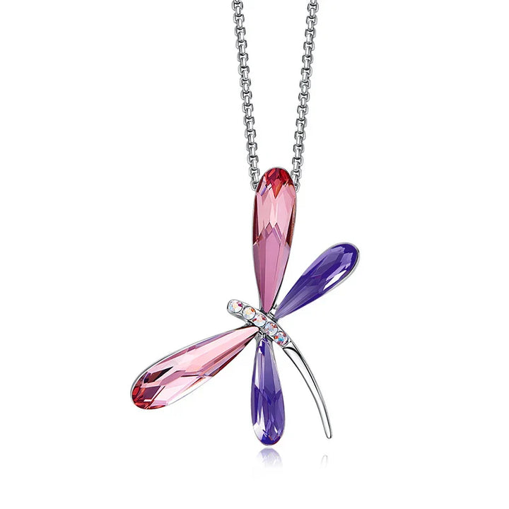Roze Libelle Kristallen Hanger Ketting