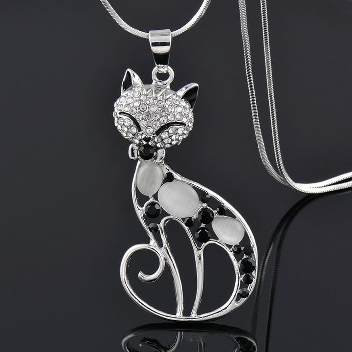 Katten van Liefde Ketting in Sterling Zilver en Zirkonia Ingelegd