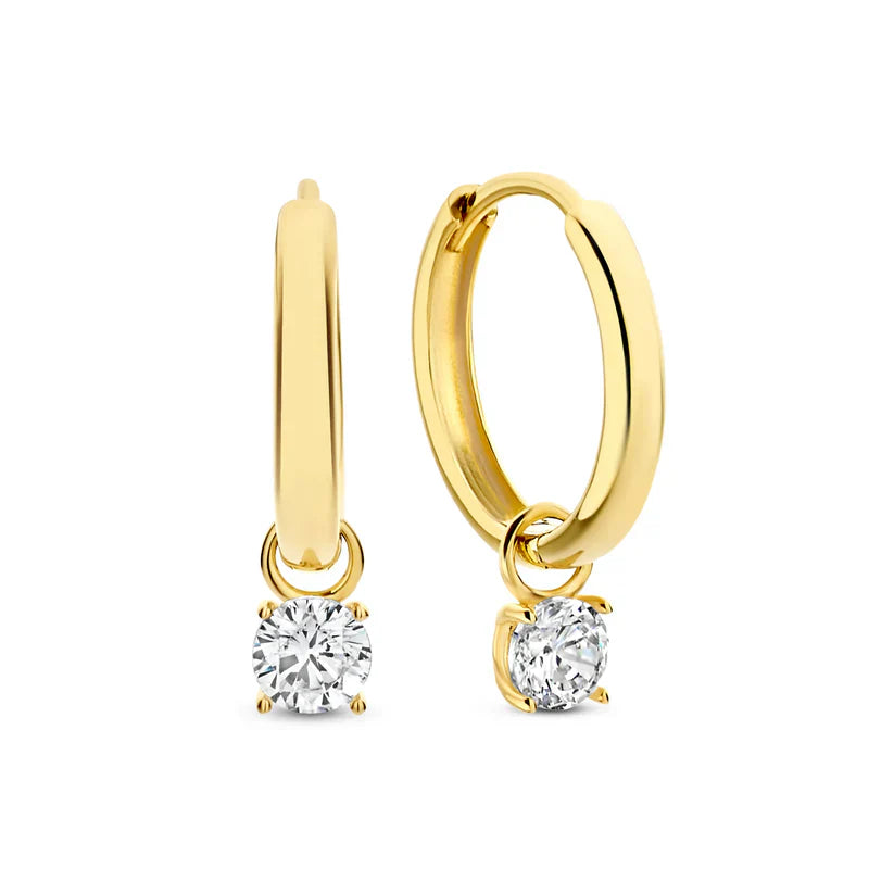 Elegante oorbellen van wit goud met maansteen