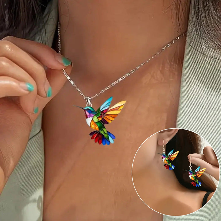 Mooie Kolibrie Ketting met Bonus Oorbellen – Beperkte Tijd Aanbieding