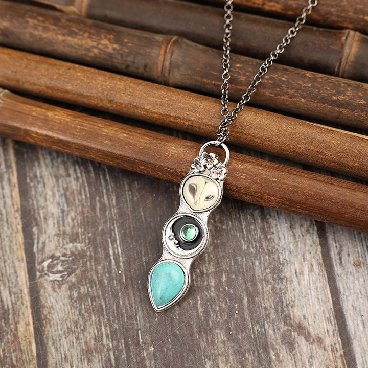 Turquoise Uil Wijsheid Bar Ketting